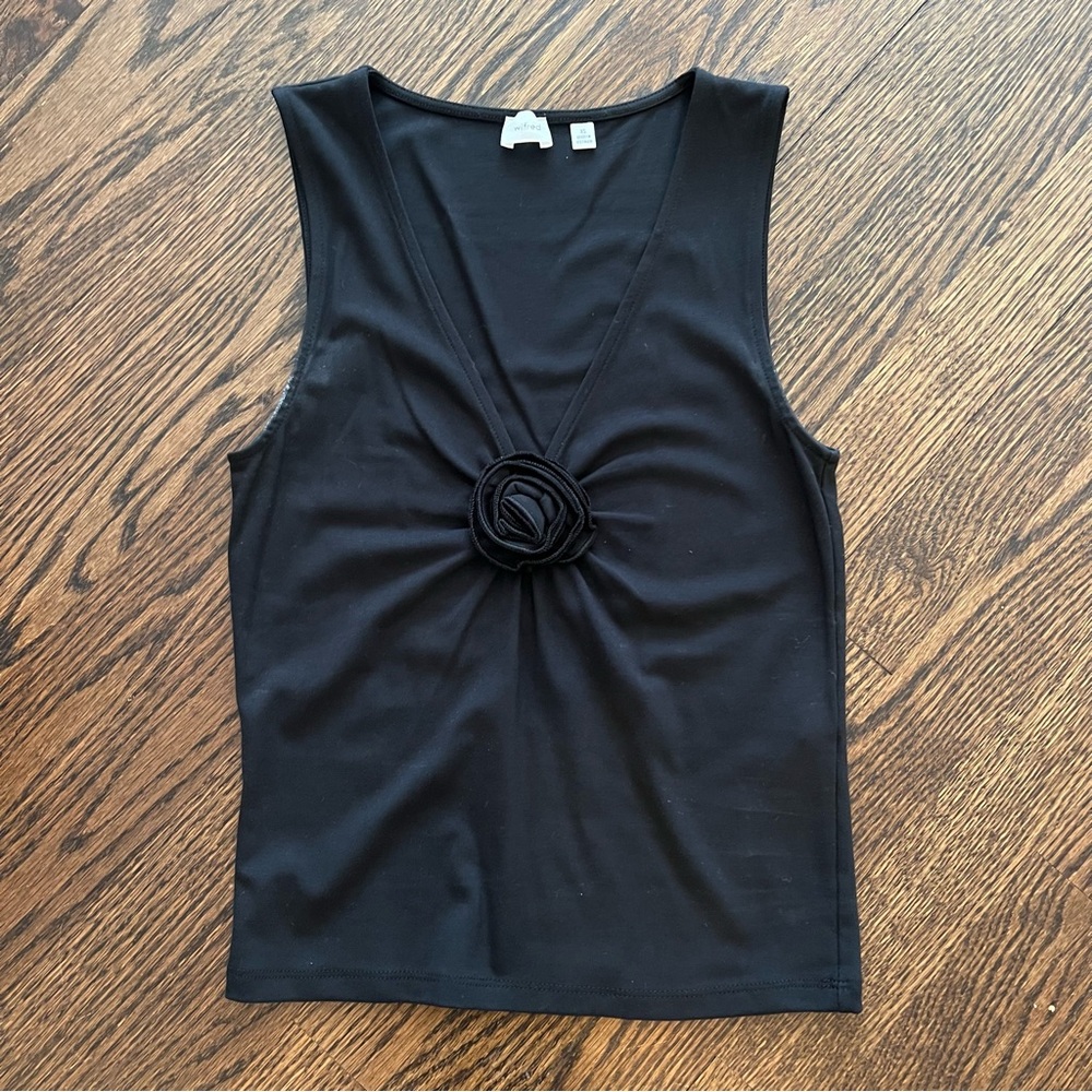 Aritzia - Wilfred Black Tank with Floral Decal - Size XS
